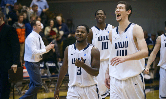 WWU's Austin Bragg (44) was named GNAC Player of the Week after his double-double against No. 1 Metro State helped the Vikings to an upset.