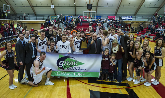GNAC champion Seattle Pacific won the GNAC title with a 65-62 win over Western Washington Saturday at Lacey (Photo by Dan Levine)