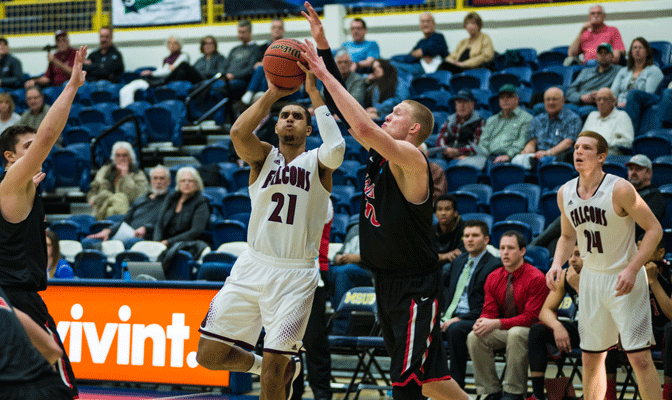 Shawn Reid (21) scored 21 points and had eight rebounds in SPU's two tournament victories.  In his team's early season game with BYUH, he played just one minute (Photo by Aaron Selig).