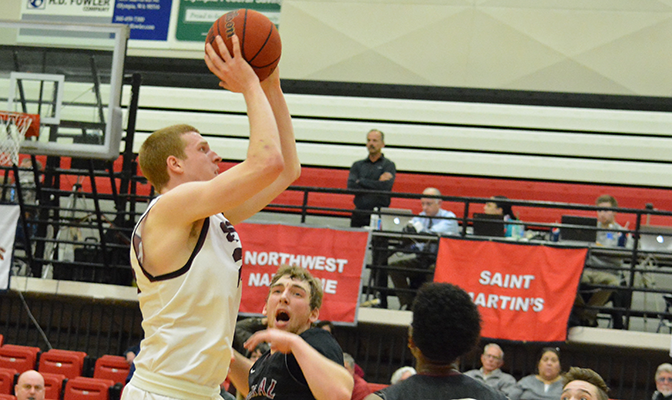 First Team All-GNAC forward Mitch Penner led Seattle Pacific with a game-high 25 points. Photo by Sammy Henderson.
