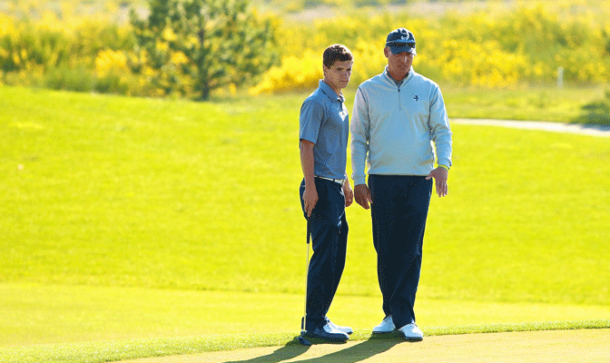 Steve Card (right), the 20-year golf coach and first-year athletic director at Western Washington, discussed the success of several of the Vikings' fall sports teams on the latest GNAC Insider.