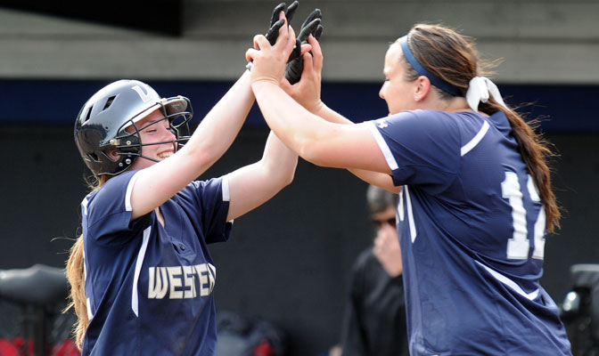 Rachelle Berry and Krista Bickar hit home runs to contribute to school-record total.