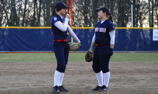 Cara Lukawesky (left) and Kelsey Haberl swept top GNAC awards.