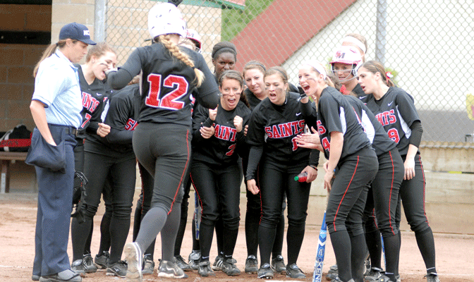 Dani Wall (12) homered in second inning for Saints' first run Sunday.