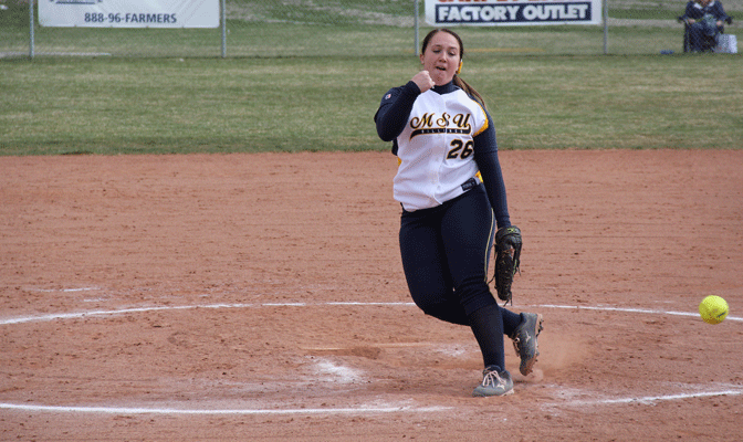Amanda Todd pitched a pair of one-hitters last weekend as MSUB won three-of-four games.