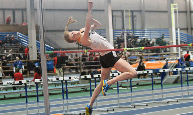 Karolin Anders won the pentathlon and triple jump at last weekend's conference championships (Photo by Loren Orr).