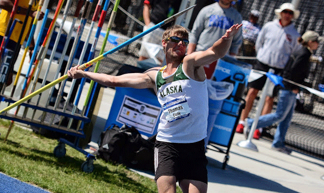 Cody Thomas scored 7,189 points in the decathlon at the NCAA national meet.