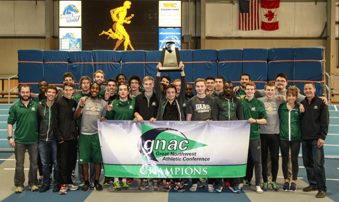 After two second-place finishes, Alaska Anchorage's men are the 2015 GNAC Indoor champions (Photo by Loren Orr)