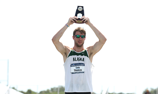 Alaska Anchorage's Cody Thomas is the second GNAC athlete to win the national title in the decathlon. Photo by Kyle Terwillegar/USTFCCCA.