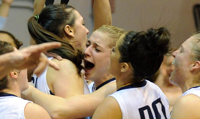 Western Washington celebrates after one of its nine conference wins during the first half of the season.