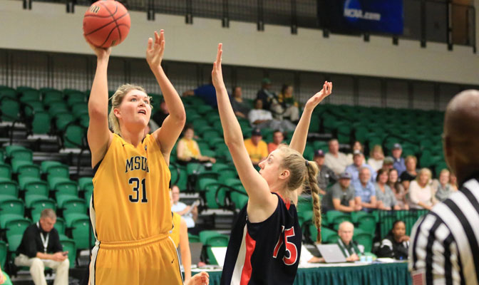 Chelsea Banis (31) scored 14 points in MSUB's semifinal victory (Photo by Scott Wu)
