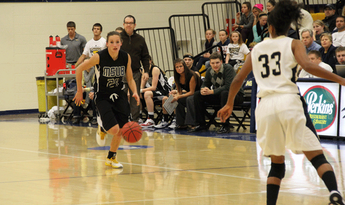 MSUB senior guard Bobbi Knudsen (21) was named Red Lion Player of the Week.