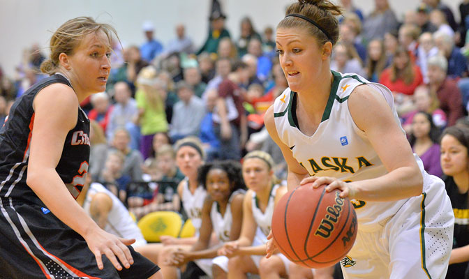 UAA senior Kylie Burns (right) is averaging 12.2 points per game and has provided a major leadership role as the lone senior on the team this season.