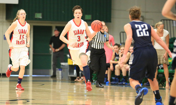 Erin Chambers (3) scored 26 points and Meg Wilson (15) scored 15 points and had 11 rebounds as as the Clan advanced to the semifinals with a victory.  (Photo by Scott Wu)