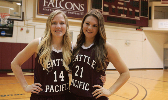 Both Aubree Callen (14) and Betsy Kingma (21) have been key players for SPU this winter.
