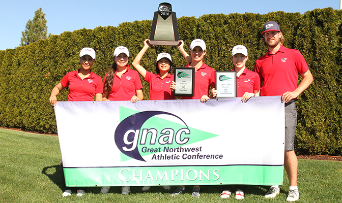 Simon Fraser won their first GNAC women's golf title with a record two-day score of 617. Photo by Shawn Toner.