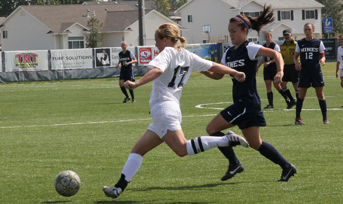 MSUB defender Jennifer Larsen (17)  is just the 10th athlete in GNAC history to earn first team Academic All-American honors.