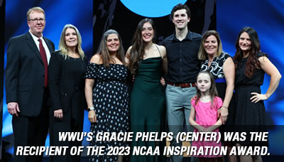 WWU's Gracie Phelps (center) was the recipient of the 2023 NCAA Inspiration Award.