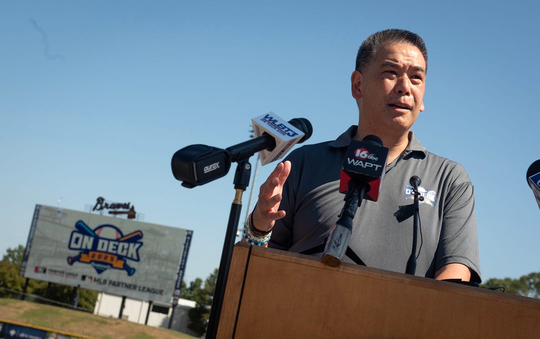Joe Eng speaking at the On Deck 2025 team announcement