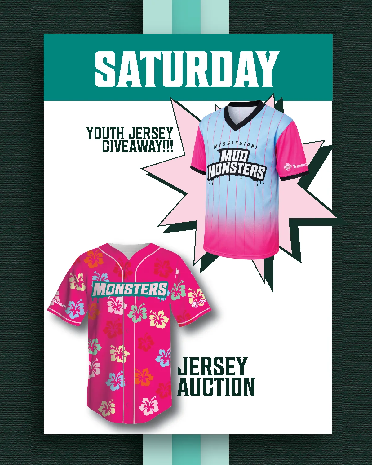 Pink jersey auction and kids jersey giveaway promotional graphic for August 15
