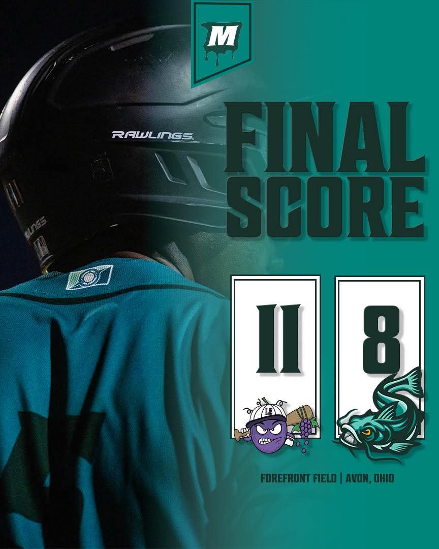 Final score graphic: Lake Erie Crushers 11, Mississippi Mud Monsters 8