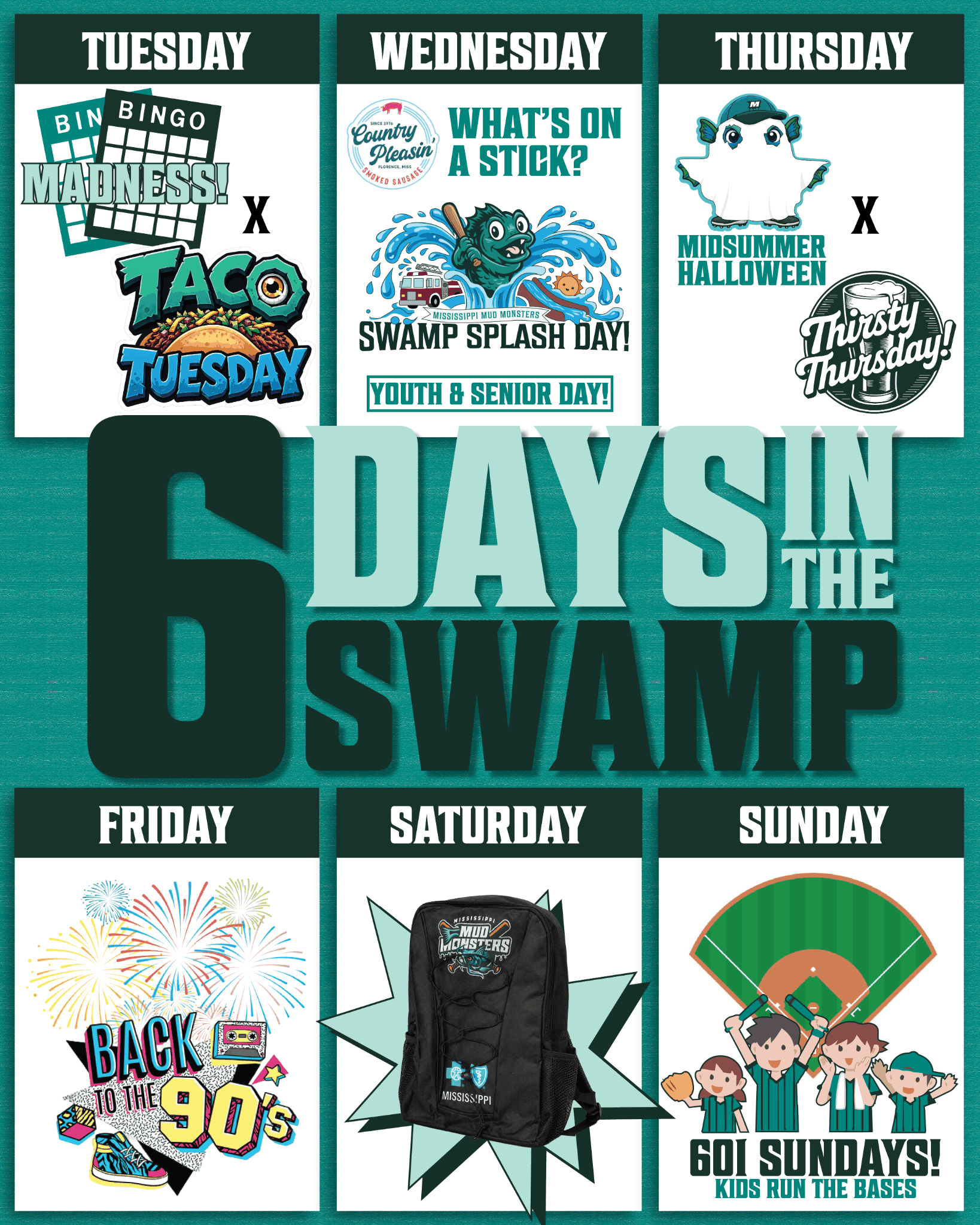 Full week promo graphic for July 21 through July 26
