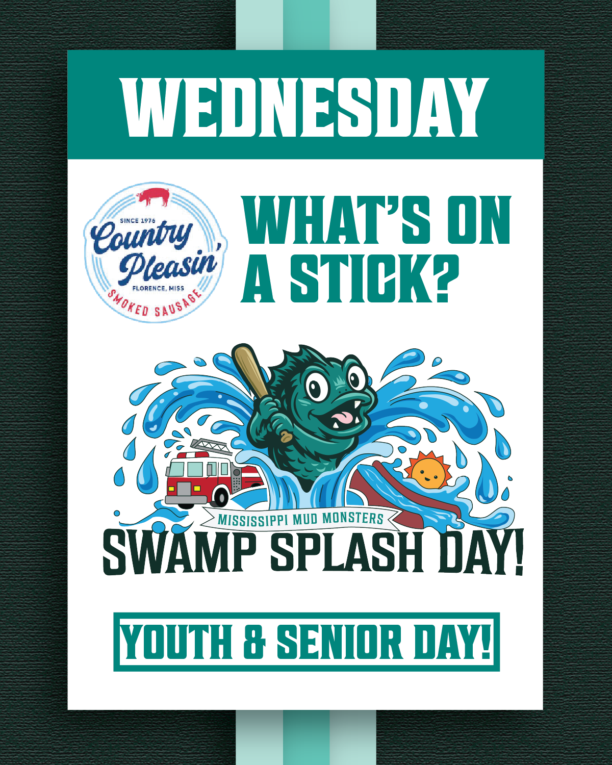 Wednesday Swamp Splash Day promo graphic