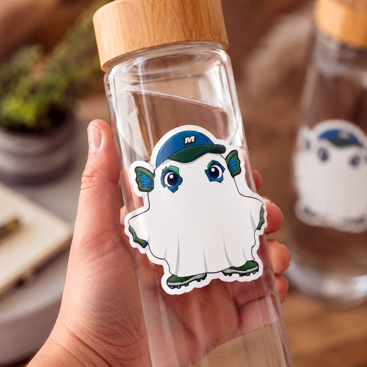 Ghost Fish sticker on water bottle
