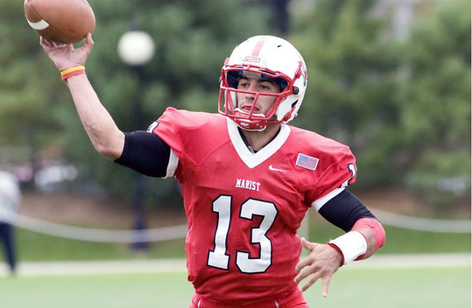 Marist's Chuckie Looney became the first PFL quarterback to throw five touchdowns in a game this season, Saturday, at San Diego.