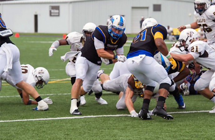 Brandon Bornhauser gave Morehead State its first lead of the game with a  two-yard TD run in the fourth quarter against Valparaiso, Saturday. (Photo courtesy MSU Athletic Media Relations)