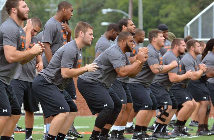 Campbell began its 2015 preseason camp with conditioning tests. Photo courtesy Campbell Athletics.