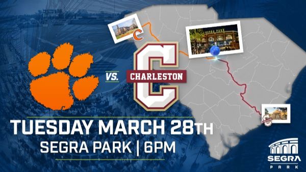 College of Charleston vs Clemson | Tuesday, March 28, 2023 | 6  p.m.
