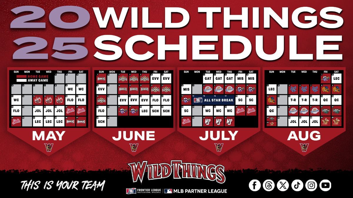 Frontier League, Wild Things Announce 2025 Schedule