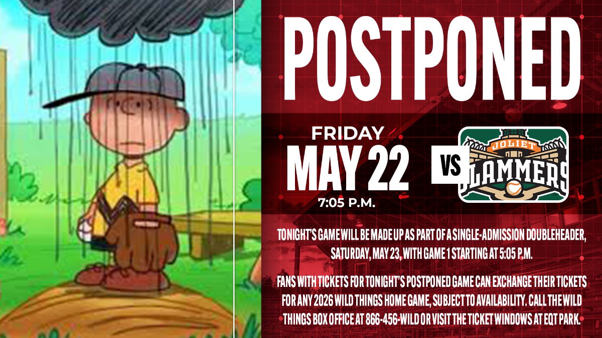 Friday's Slammers And Wild Things Opener Postponed