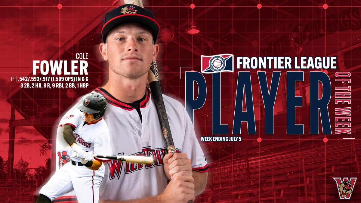 Cole Fowler Tabbed Frontier League Player of the Week